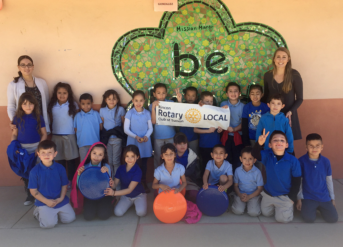 Rincon Rotary Gives Kelsi Redding at Mission Manor Elementary a bounce